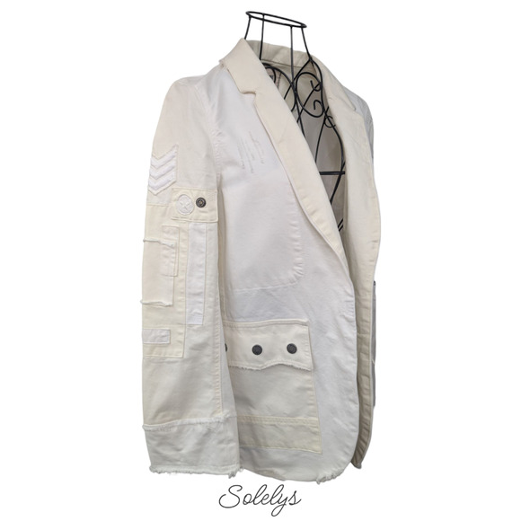 Zadig & Voltaire Very Grunge White Open Casual Cotton Utility Jacket FR36 Small - Picture 4 of 11